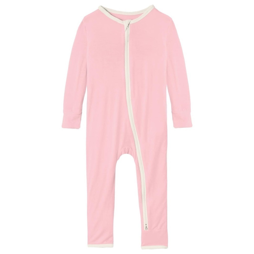 Kickee Pants Coverall with 2 Way Zipper in Lotus with Natural Sanddollar 9/12m